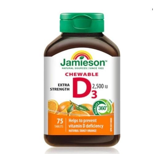 Jamieson Vitamin D3 2500Iu Chewable Tablets - Daily Nutritional Support (75 Tablets)