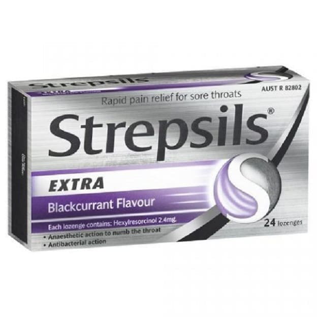 STREPSILS Lozenges Extra Triple Action Blackcurrant (24's)